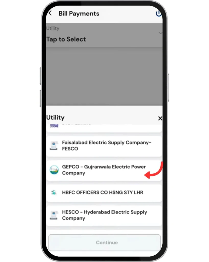 select GEPCO in myABL app